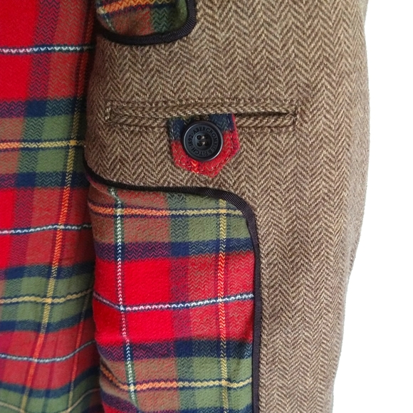 Vintage Brown Abercrombie Emblem Houndstooth Tartan Academia Blazer - Picture 7 of 10